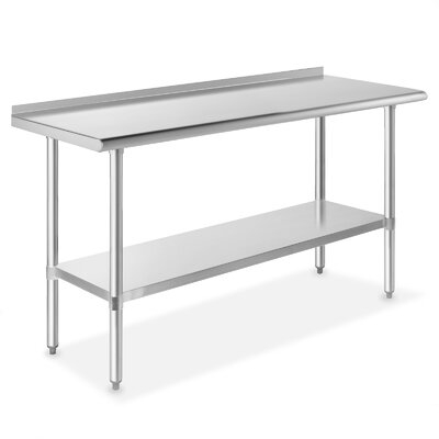 60" W x 60" L Stainless Steel Work Table with Undershelf - Image 0