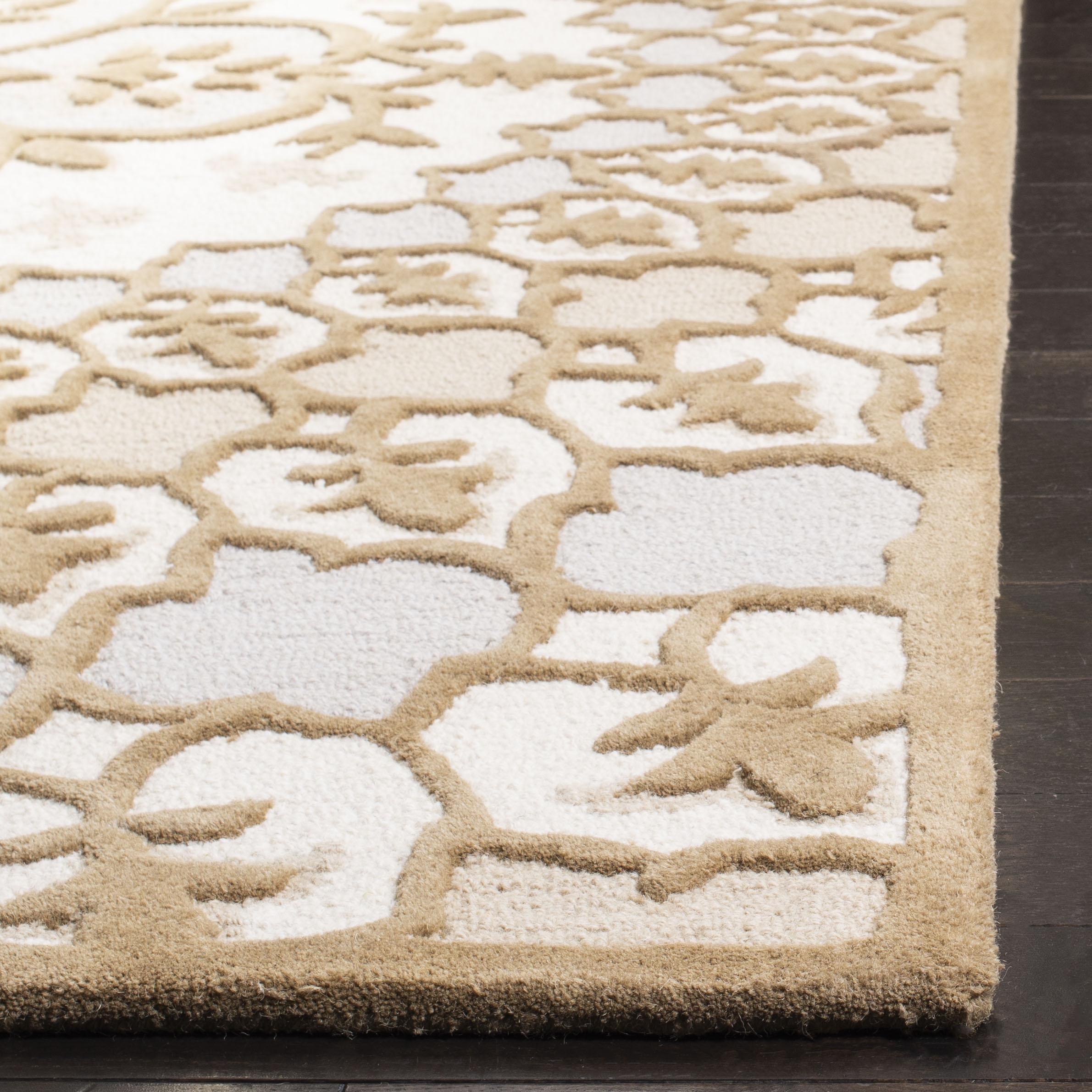 Arlo Home Hand Tufted Area Rug, BLG610B, Ivory/Dark Beig,  5' X 8' - Image 2
