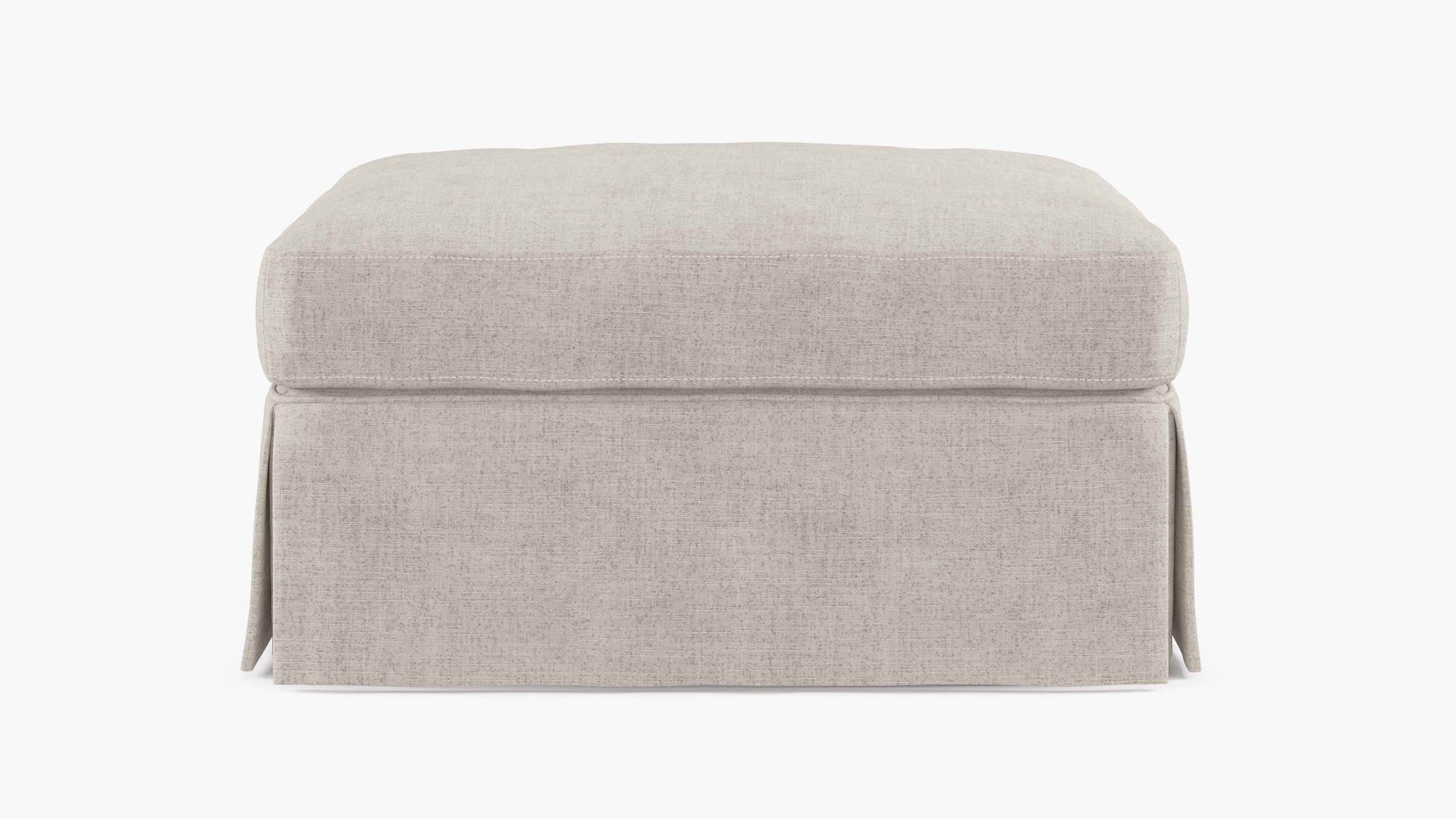 Skirted Cocktail Ottoman, Creme Luxe Linen - Image 0