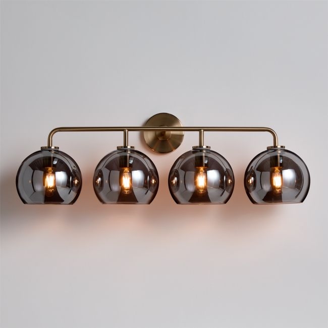 Arren Brass 4-Light Wall Sconce Light with Silver Glass Round Shade - Image 0