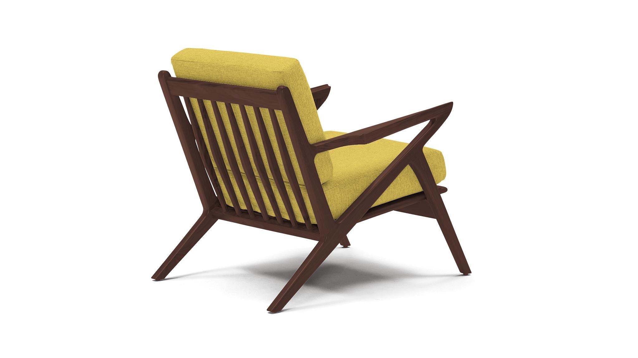 Yellow Soto Mid Century Modern Concave Arm Chair - Taylor Golden - Walnut - Image 3