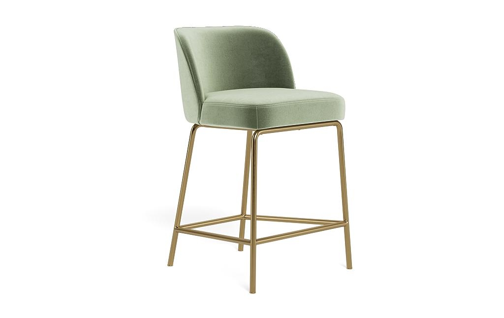 Graham Metal Framed Upholstered Counter Stool with Contrast Piping - Image 1