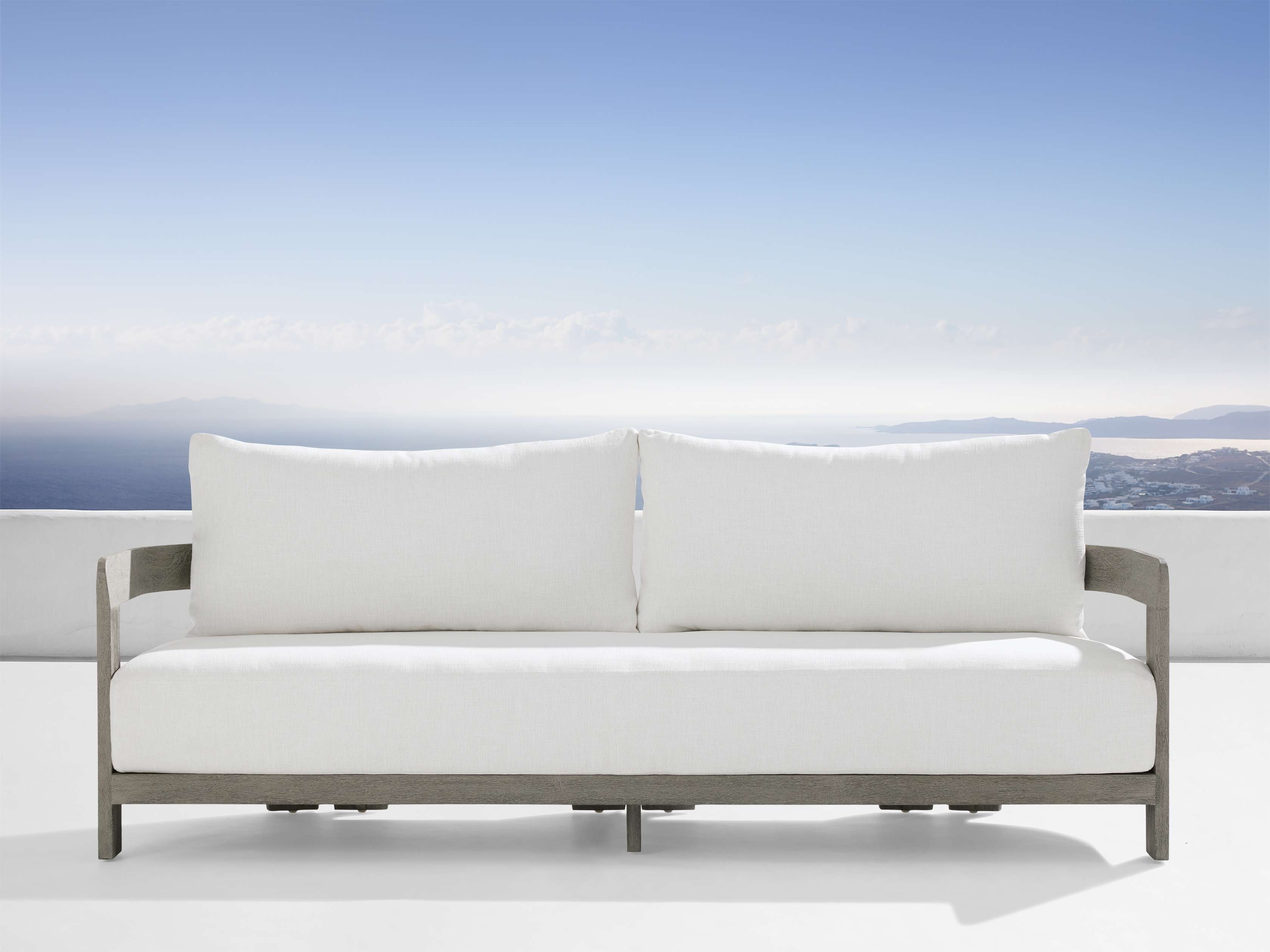 Milos Outdoor Sofa in Wood 84" Gray  Eden Snow  - Image 0