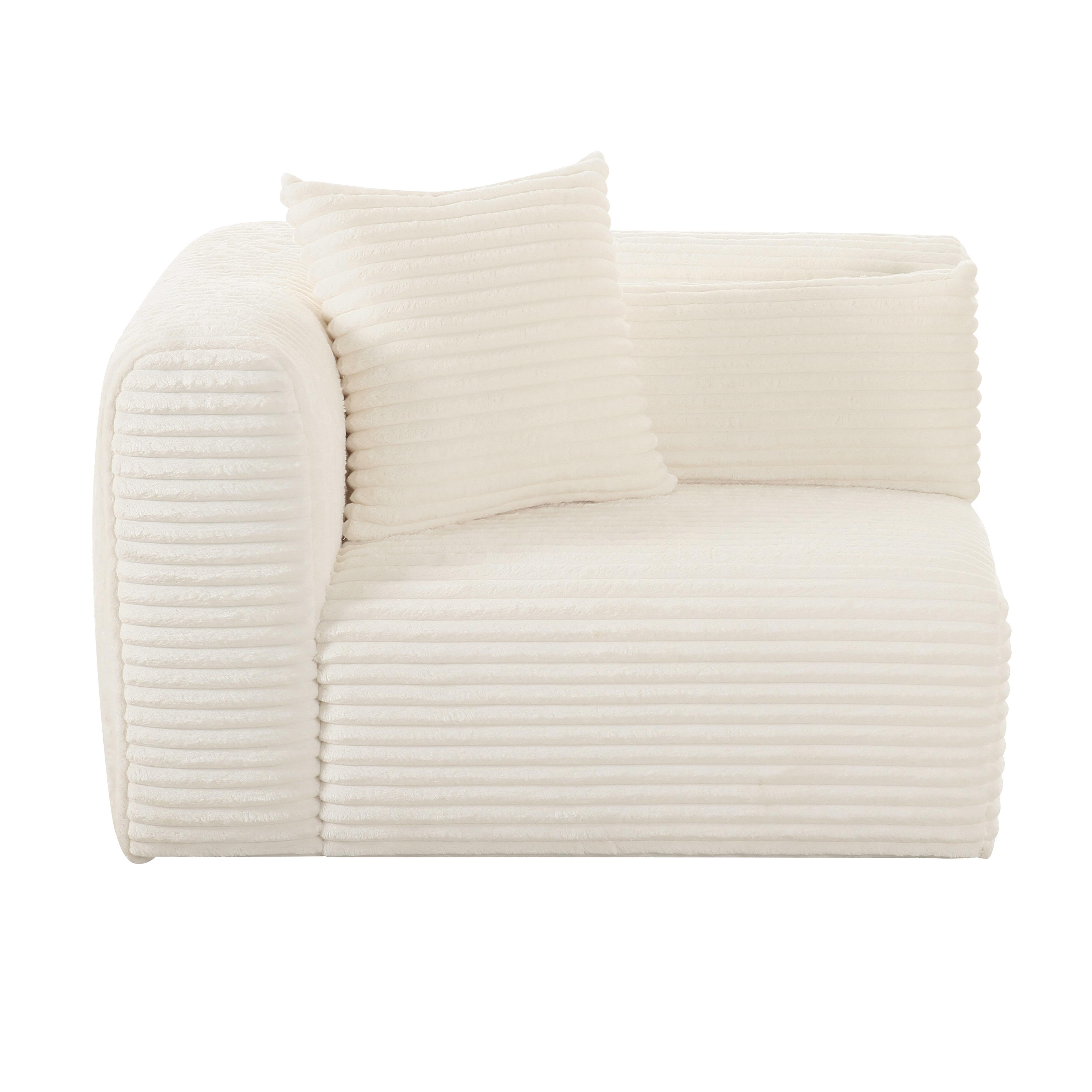 Tarra Fluffy Oversized Cream Corduroy Modular LAF Corner Chair - Image 1