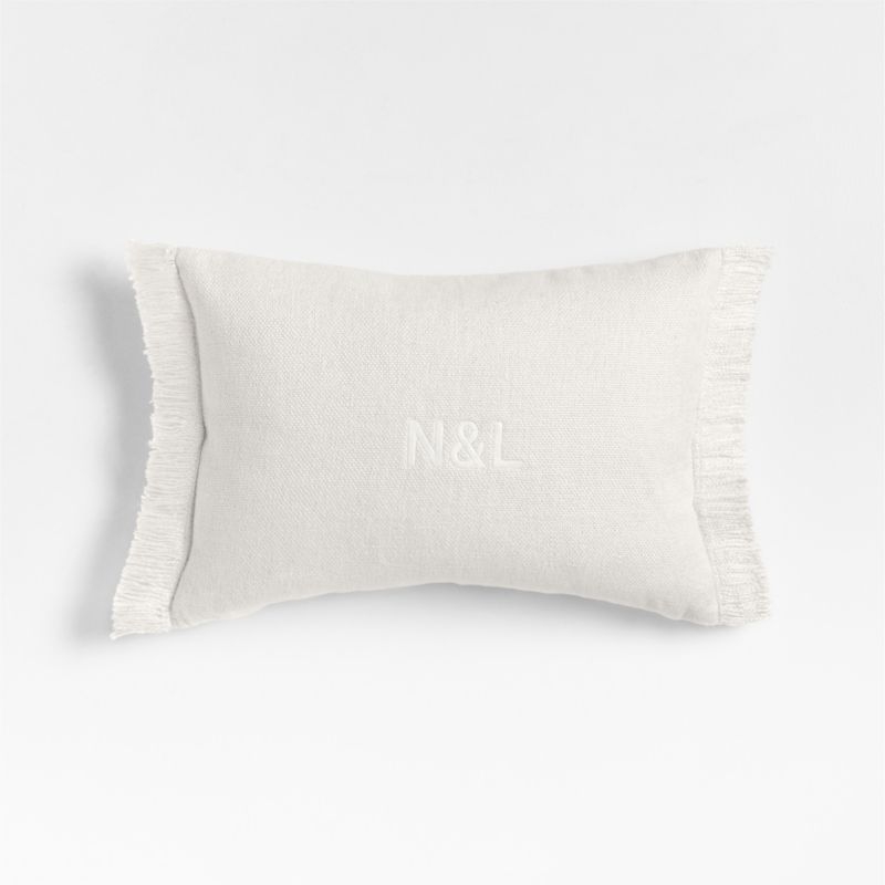 Casual Textured Fringe 24x16 Arctic Ivory Throw Pillow with Feather Insert - Image 3