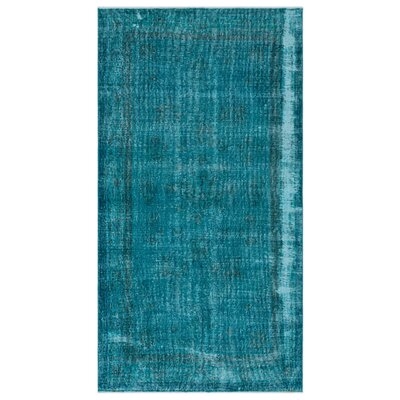 One-of-a-Kind Hand-Knotted 1960s Turquoise 3'2" x 7'4" Runner Area Rug - Image 0