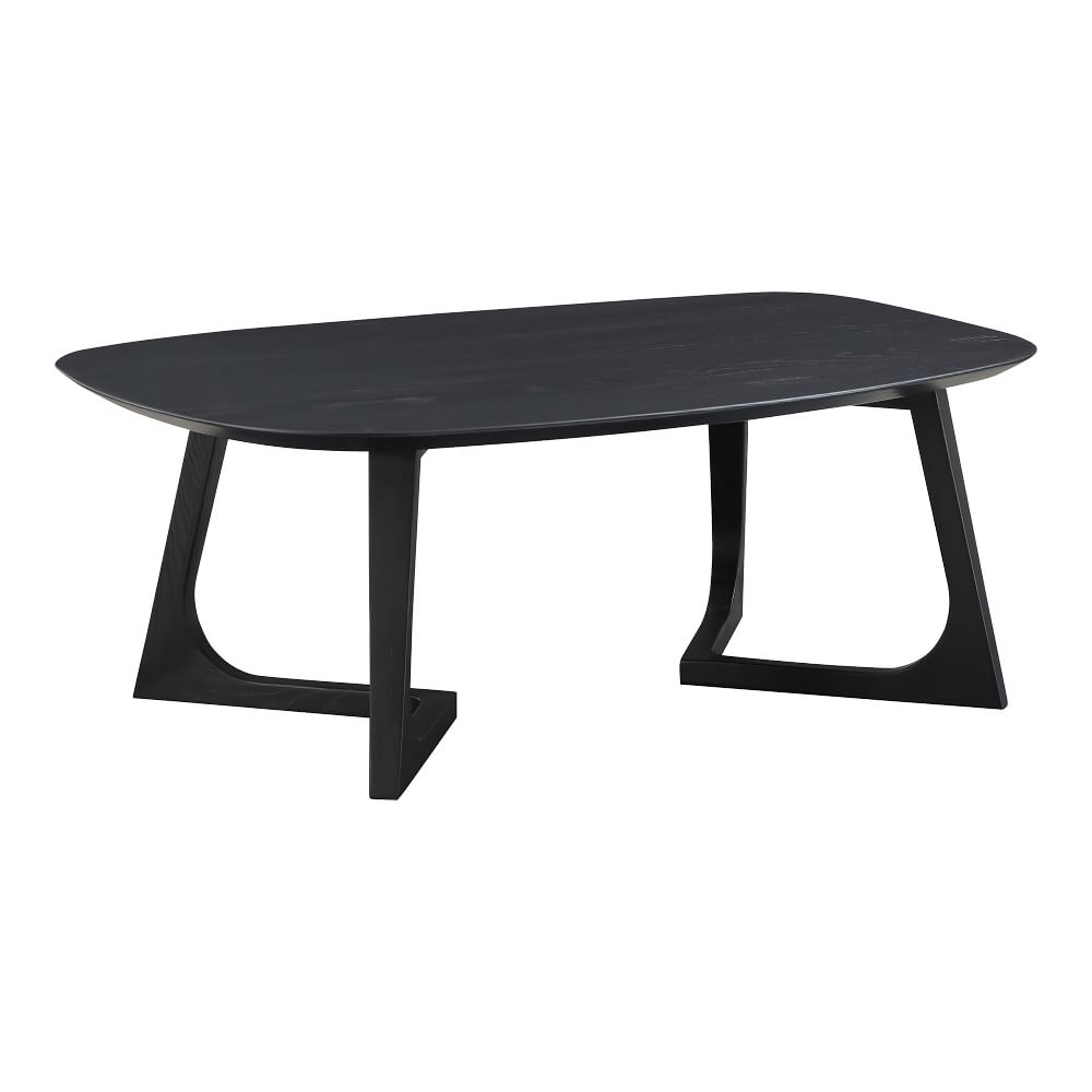 Sculptural Ash Wood 42" Oval Coffee Table, Black Ash - Image 0