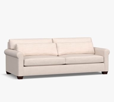 York Roll Arm Upholstered Deep Seat Loveseat 72", Down Blend Wrapped Cushions, Performance Brushed Basketweave Sand - Image 3