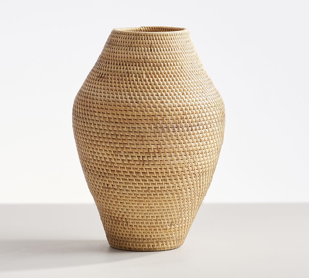 Woven Rattan Vases, Tall, Natural - Image 0