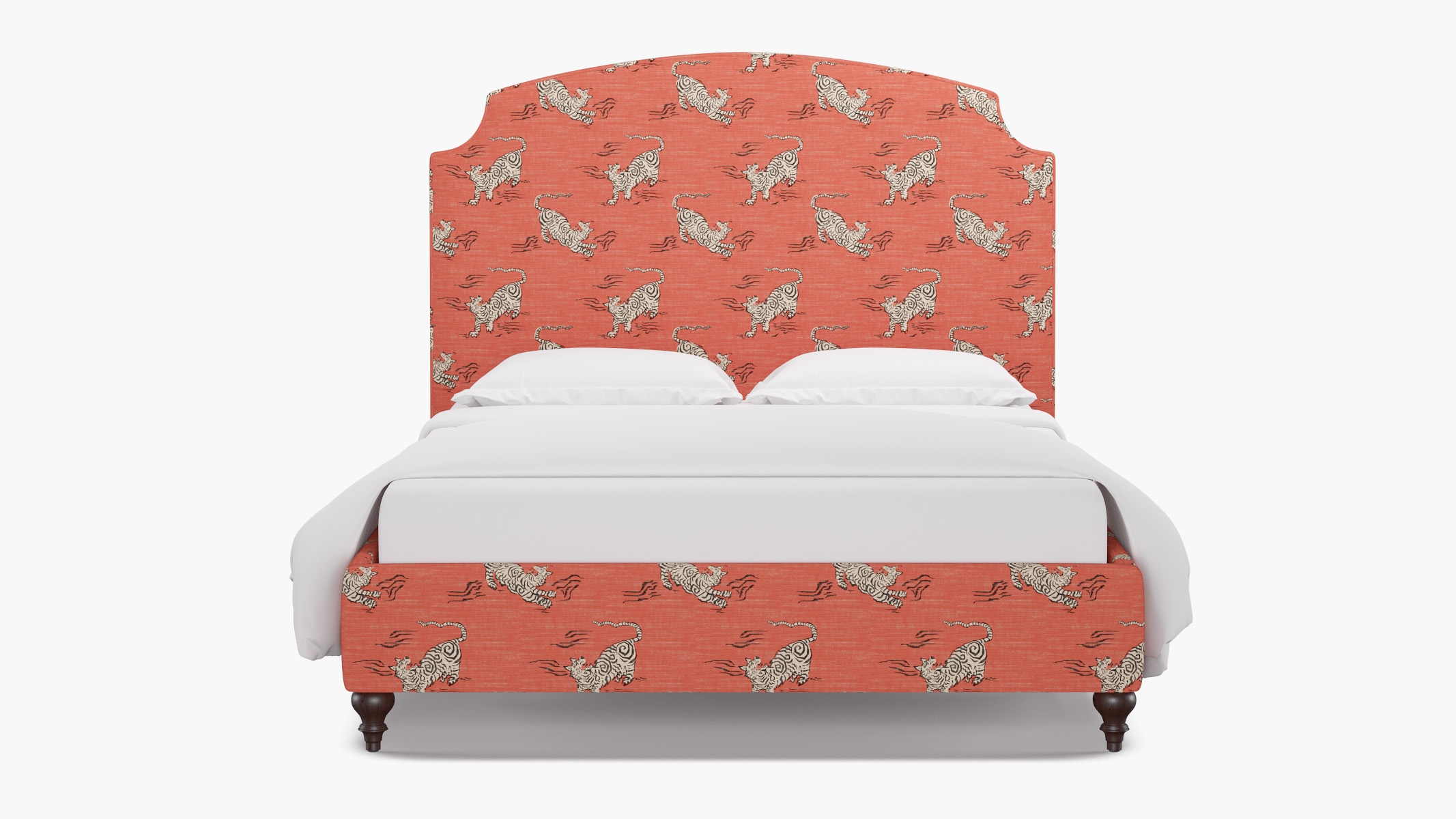 Cove Bed, Coral Tigresse, Espresso Traditional Turned Leg, King - Image 0