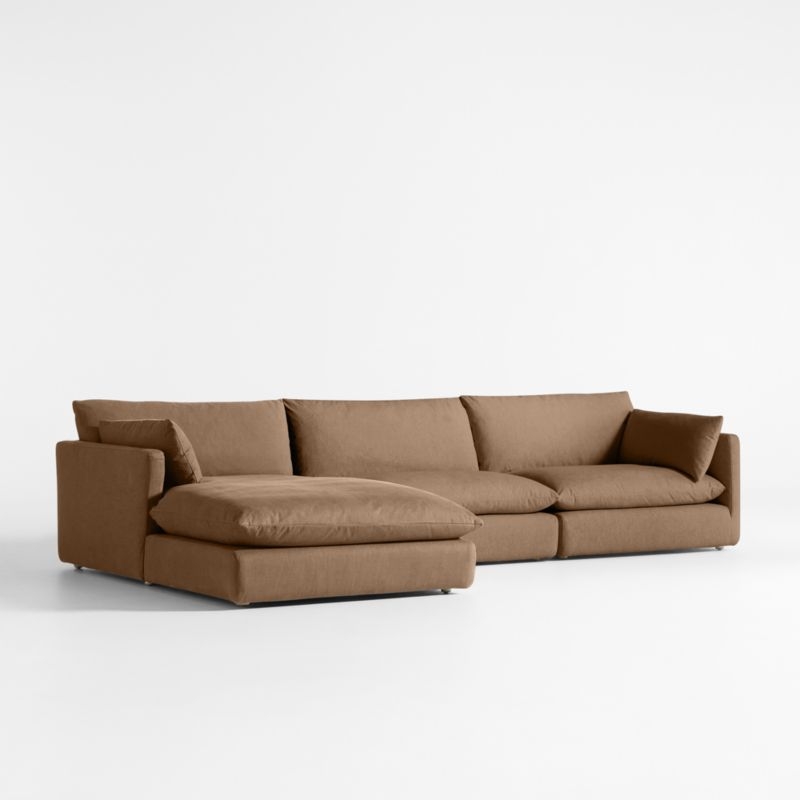 Unwind Modular 3-Piece Slipcovered Sectional Sofa with Chaise Lounge - Image 1