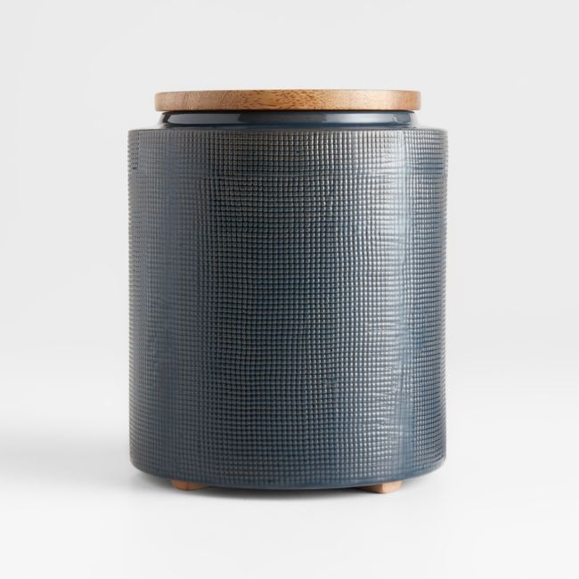 Ena Large Ceramic Canister with Wood Lid - Image 0