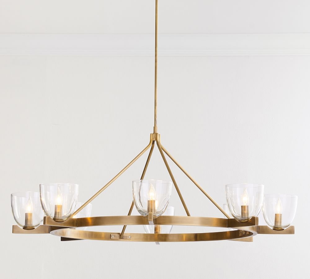 Chamberlin Metal Round 50" Chandelier, Tumbled Brass - Image 0