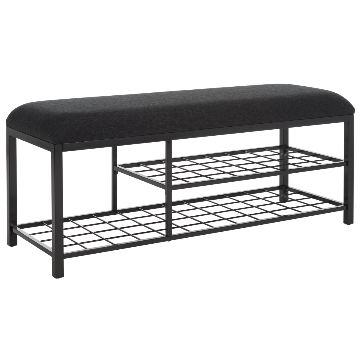 Milligan Open Shelf Bench With Cushion - Black - Safavieh - Image 8