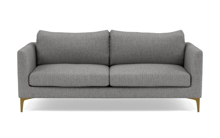 Owens Loveseats with Grey Plow Fabric, standard down blend cushions, and Matte White legs - Image 0
