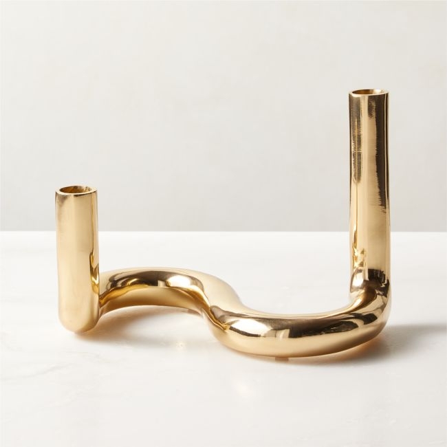 Freya Brass Double Taper Candle Holder - Image 0