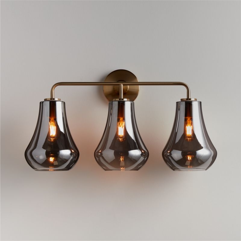 Arren Brass 3-Light Wall Sconce with Silver Teardrop Shades - Image 1