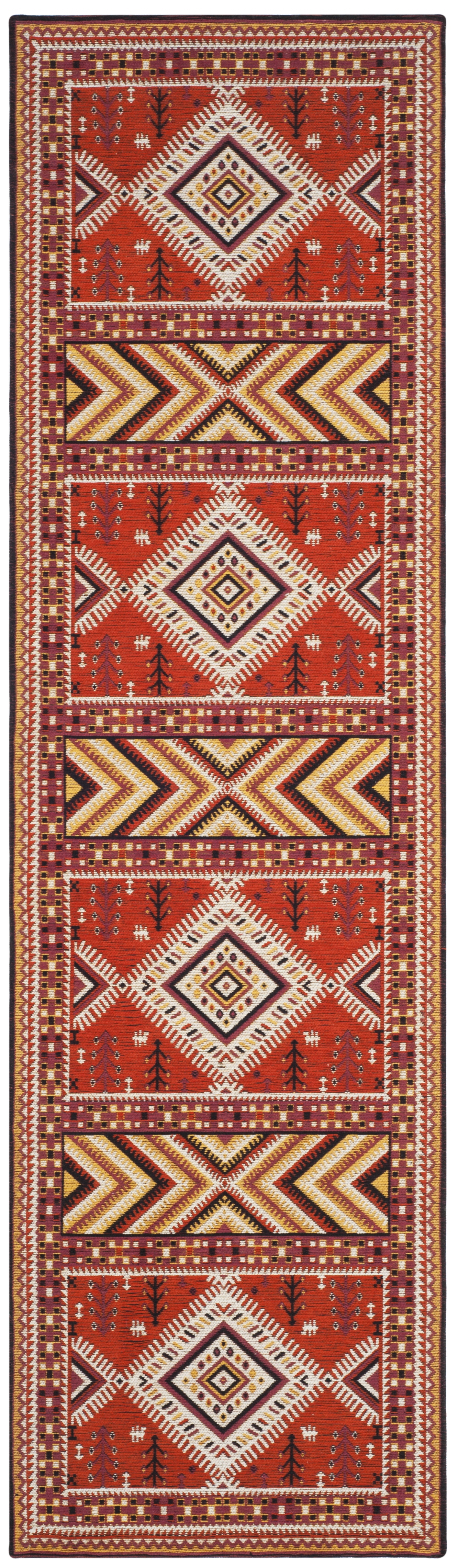 Arlo Home Woven Area Rug, CLV511D, Orange/Gold,  2' 3" X 8' - Image 0