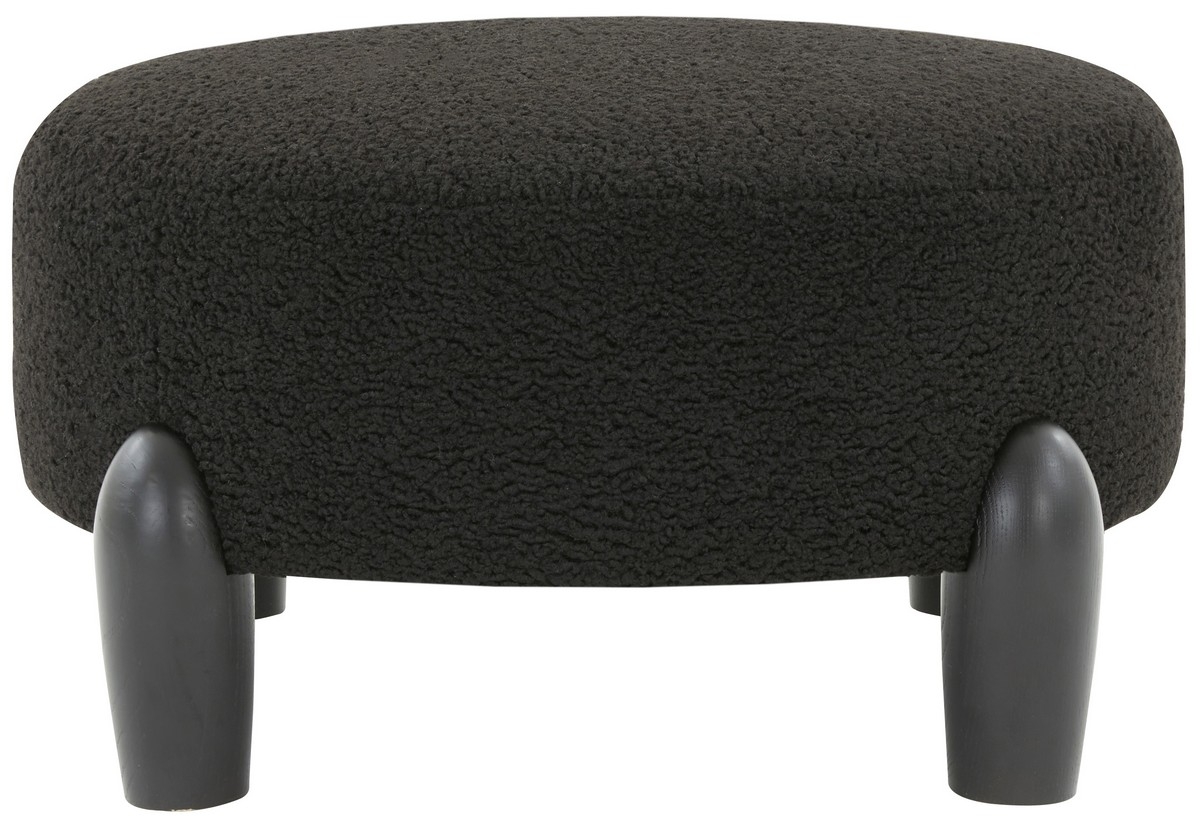 Perez Scandinavian Round Ottoman - Black - Image 0