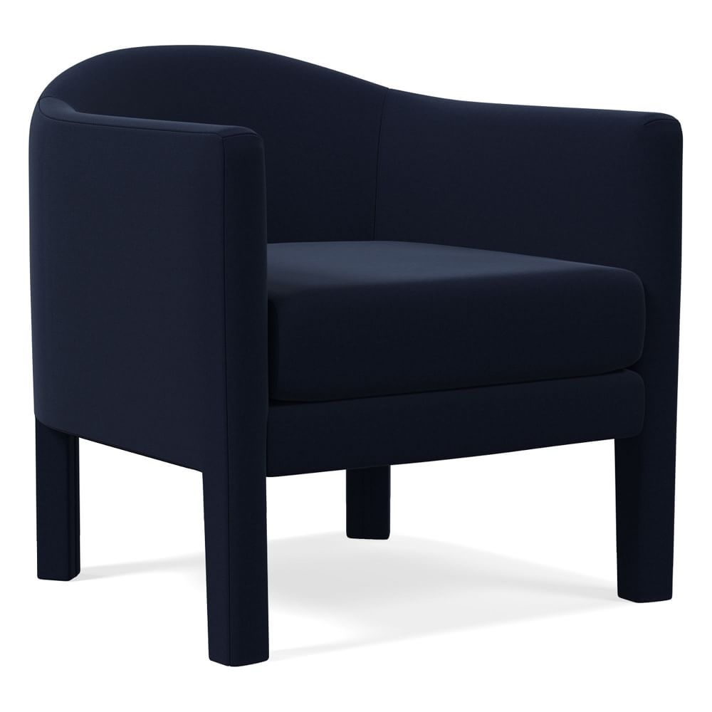 Isabella Upholstered Chair, Poly, Distressed Velvet, Ink Blue - Image 0