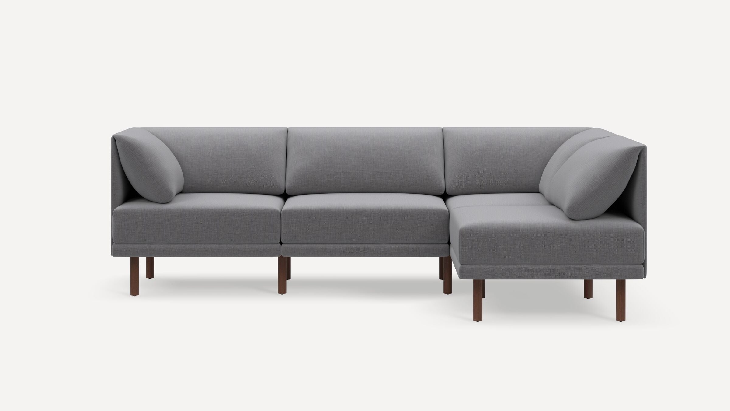 Range 4-Piece One Arm Sectional - Stone Grey - Performance Flatweave / Walnut - Wood - Image 0