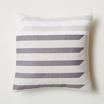 Crewel Shadow Bars Pillow Cover, Belgian Flax, 20"x20" - Image 0