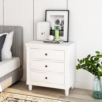 Nightstand Storage Cabinet With 3 Drawers, White - Image 0