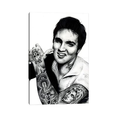 Elvis by Inked Ikons - Wrapped Canvas Painting Print - Image 0