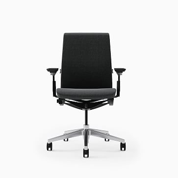Steelcase Think HA Task Chair, Hard Casters Black Frame Medium Grey Upholstered Back / Polished Aluminum - Image 2