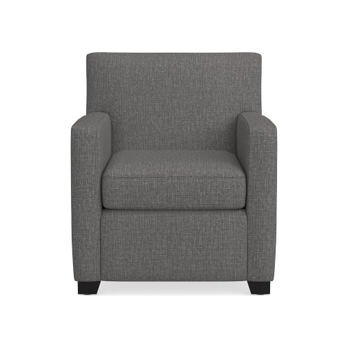 Brighton Stationary Chair, Standard Cushion, Perennials Performance Melange Weave, Gray, Ebony Leg - Image 0