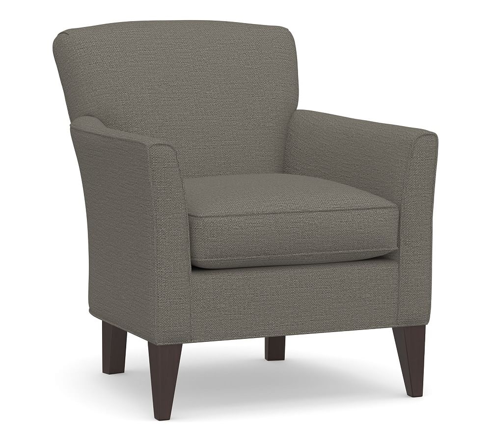 Marcel Upholstered Armchair, Polyester Wrapped Cushions, Chunky Basketweave Metal - Image 0
