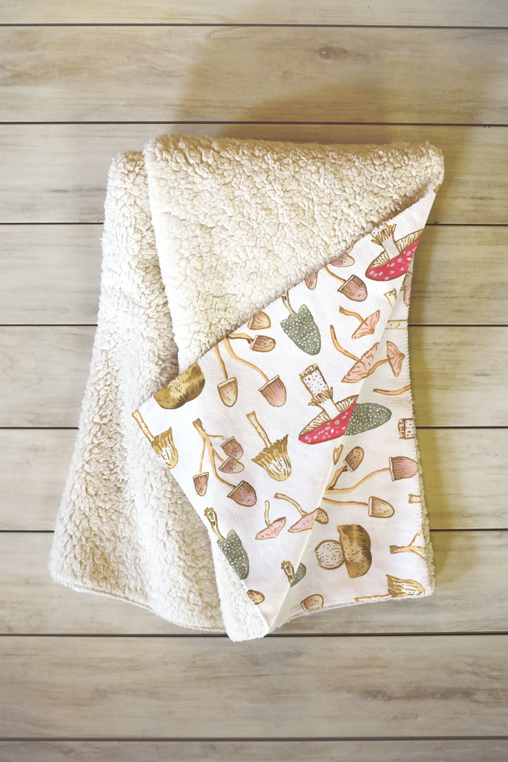 Dash and Ash Mushrooms Fleece Throw Blanket - Medium 60" x 50" - Image 1