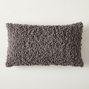 Allover Looped Pillow Cover, 12"x21", Iron - Image 0