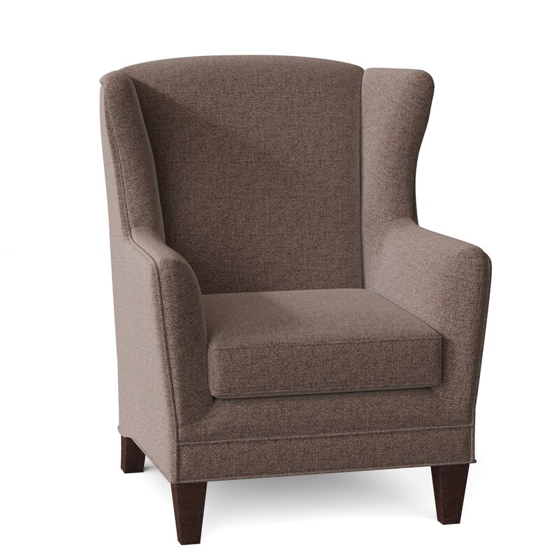 Fairfield Chair Mead Wingback Chair Body Fabric: 9177 Amethyst, Leg Color: Walnut - Image 0