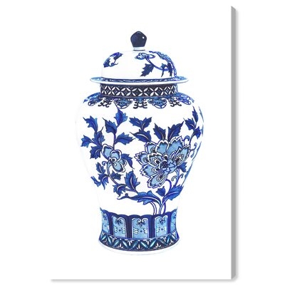 Classic And Figurative 'Chinese Vase I' Still Life By Oliver Gal Wall Art Print - Image 0