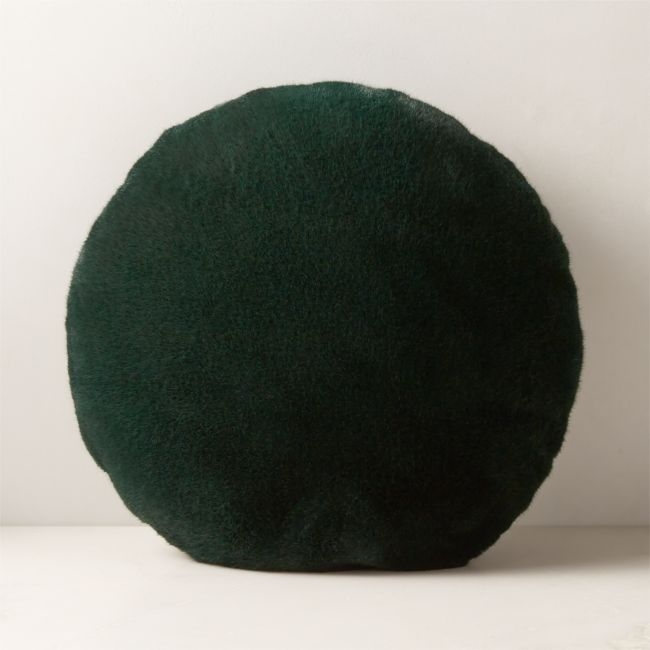 Harlee Round Green Faux Fur Throw Pillow 20" - Image 0