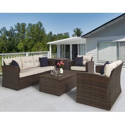 5 Piece Rattan Complete Patio Set with Cushions - Image 0
