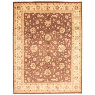 One-of-a-Kind Hand-Knotted New Age Ushak Brown/Beige 9' x 12' Wool Area Rug - Image 0