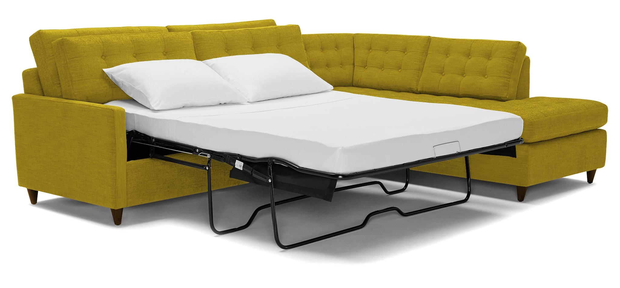 Yellow Eliot Mid Century Modern Bumper Sleeper Sectional - Bloke Goldenrod - Mocha - Right  - Image 4