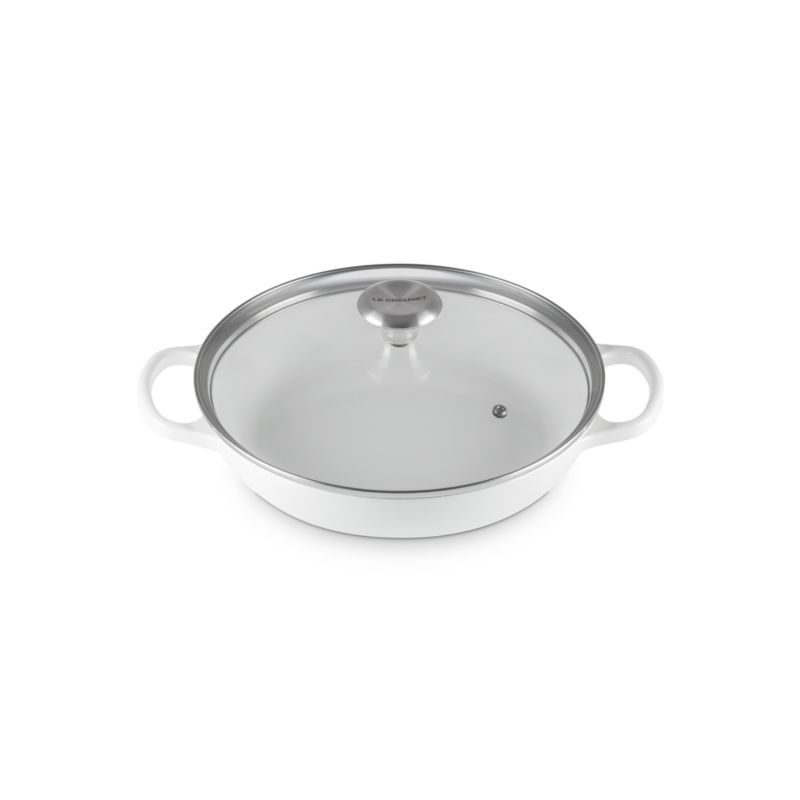 Le Creuset ® 2.25-Qt. White Enameled Cast Iron Braiser with Glass Lid - Image 2