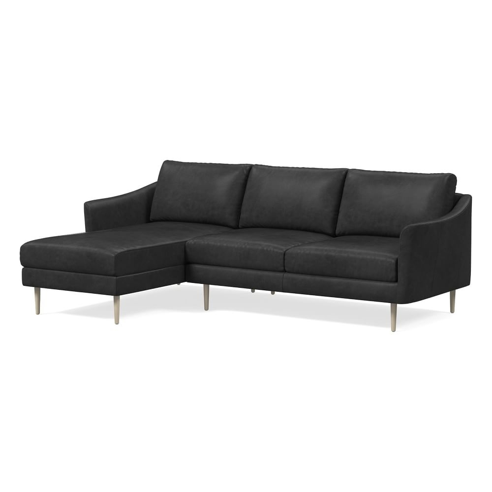 Sloane 96" Left 2-Piece Chaise Sectional, Weston Leather, Cinder, Light Bronze - Image 0