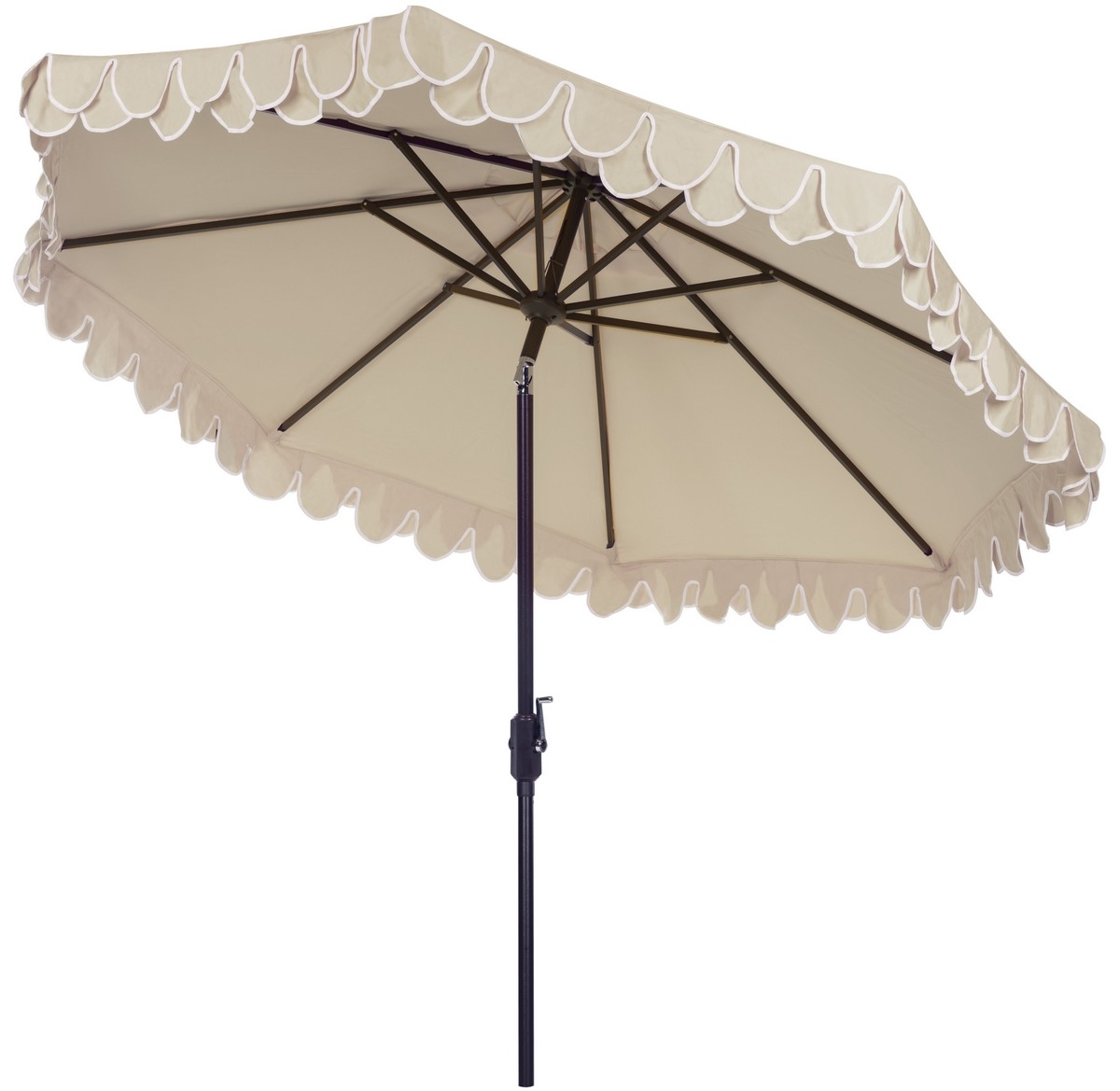 Elegant Valance 11Ft Umbrella - Beige/White - Safavieh - Image 4