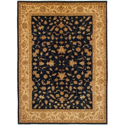 One-of-a-Kind Baghdig Hand-Knotted 2010s Chobi Beige/Navy 6'4" x 8'10" Wool Area Rug - Image 0