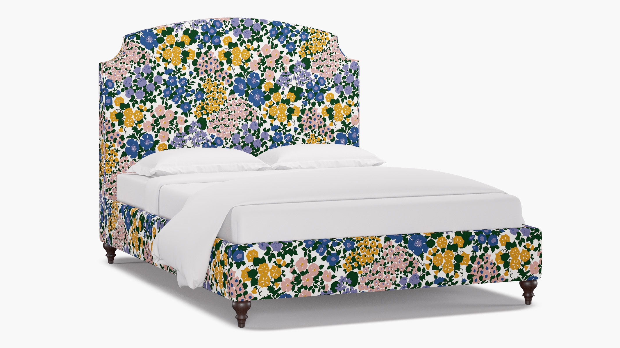 Cove Bed, Lavender Million Flowers, Espresso Traditional Turned Leg, Queen - Image 1