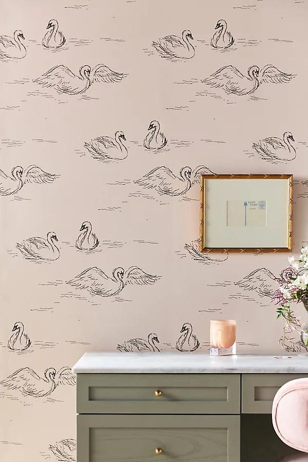 Swans Rose Quartz Wallpaper - Image 0