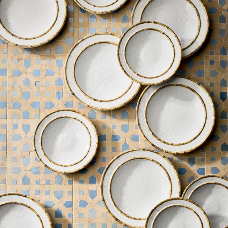 Abbott White and Bamboo Outdoor Melamine Serving Bowl by Jake Arnold - Image 1