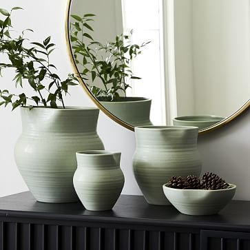 Ceramic Vase, Sage, Medium - Image 1