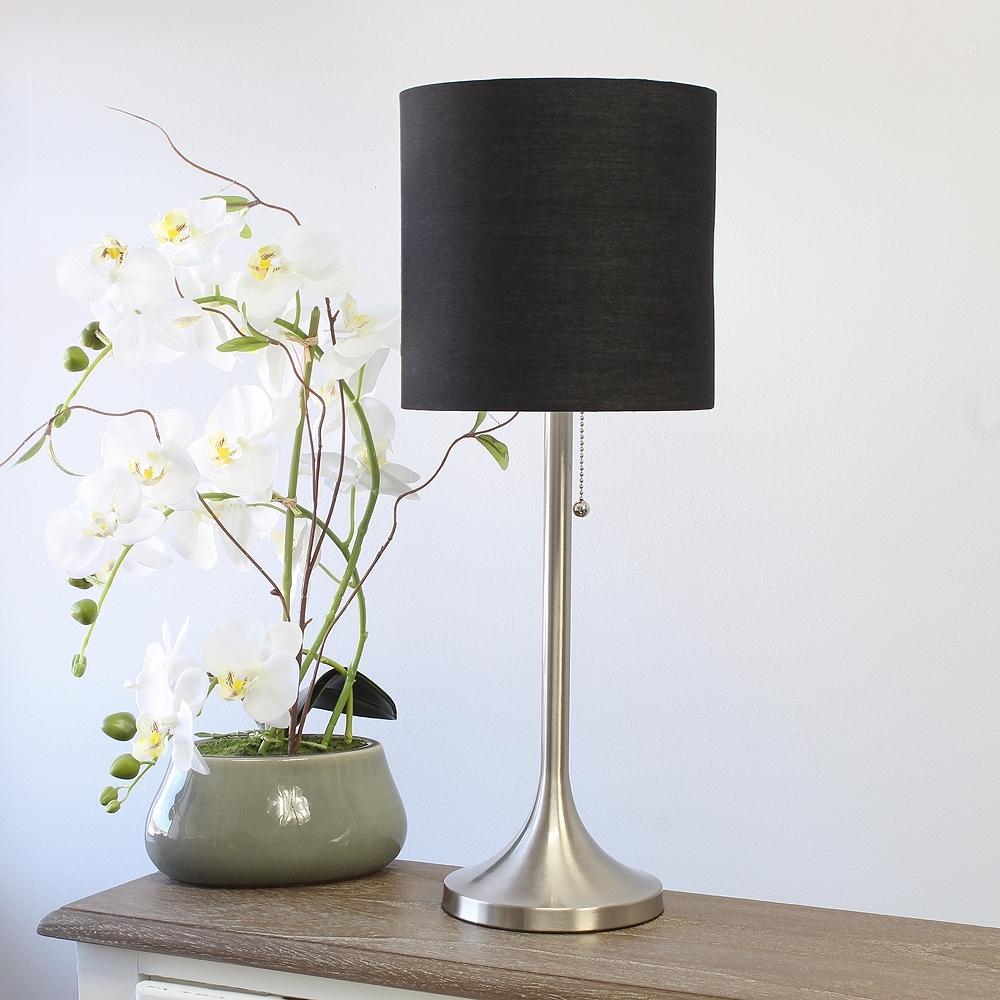 Simple Designs Nickel Accent Table Lamp with Black Shade - Style # 85W68 - Image 0