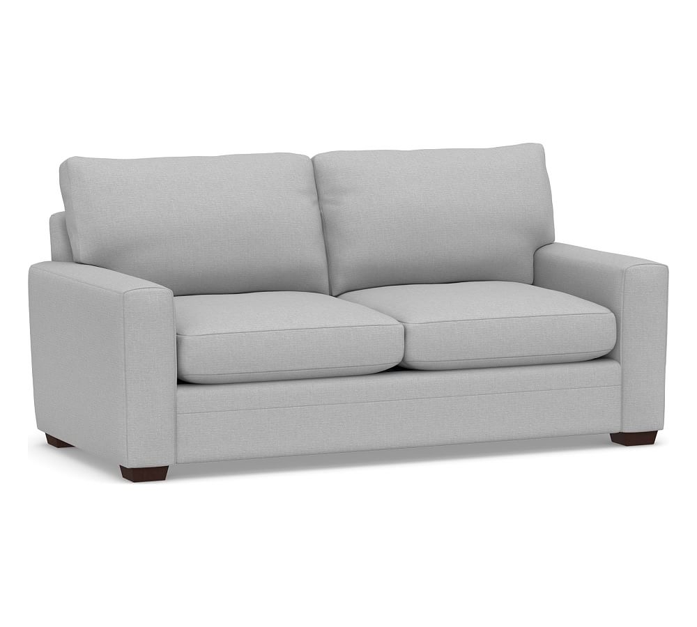 Pearce Modern Square Arm Upholstered Grand Sofa 84", Down Blend Wrapped Cushions, Brushed Crossweave Light Gray - Image 0