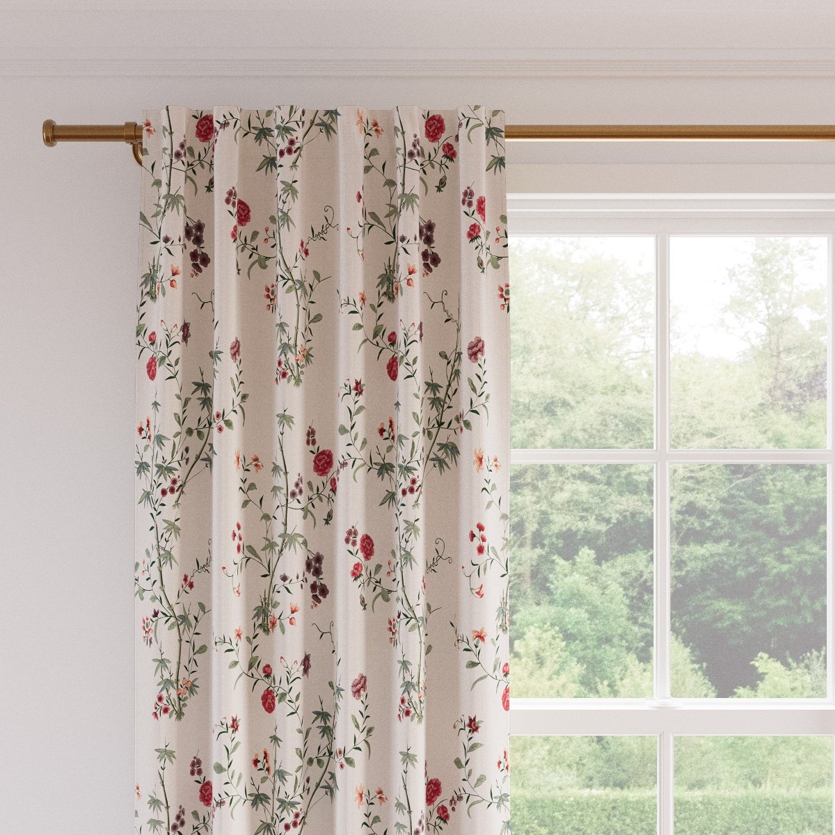 Printed Linen Curtain, Multi Bamboo Garden, 50" x 96", Privacy - Image 1